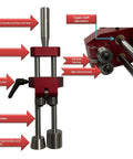 Pro Sheet Metal Roller Bender Tool With Red Aluminum Frame For Real World Use, 0 to 90 Degree Angle Adjustment, six rollers