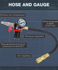 Angchun turbo system leakage tester with pressure gauge and black hose with brass air fittings
