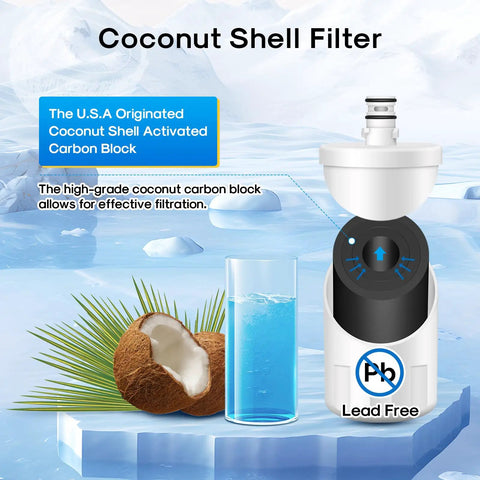 Coconut shell filter diagram with Fridge Water Filter Replacement For LG LT500P And Kenmore 3 Pack NSF Certified for clean water