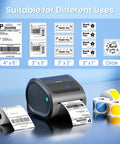 Bluetooth Thermal Shipping Label Printer For 4x6 Rolls And Wide Fan Fold Paper With Spacious Built In Storage Tray Straight No Sweat Packing Game Changer printing various label sizes.