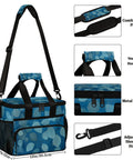 Blue Insulated Picnic Backpack Lunch Bag For Men And Women Grab And Go Portable Tote with adjustable strap and metal zipper.
