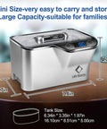 Ultrasonic Cleaner 45kHz 35W 20oz Digital Timer Pro Grade Jewelry Cleaner dimensions on display