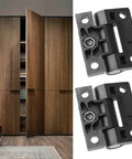 Front view of Four Pack 36x42mm Black Plastic Adjustable Torque Hinges For Wardrobe Cabinets Doors And Wooden Storage Boxes.