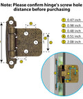 1/2 Inch Overlay Cabinet Door Hinges Featuring Durable Antique Brass Coating And Smooth Self Closing Action, top view with measurement markings.