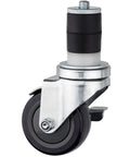 Expanding Stem Caster With Side Brake For Commercial Kitchen Prep Tables, 3-Inch Polyurethane Wheel, 530 Lb Static Load