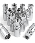 Set of twelve chrome-plated 3/8 in JIC 37° female hydraulic fittings with swivel ends