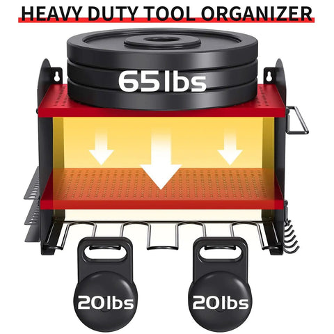 Garage Power Tool Organizer Wall Mount Rack For Cordless Drills And Heavy Duty Storage, Space Saving Steel Tool Holder, Easy Access, Durable Construction, Ideal Gift For Men And Dads Red
