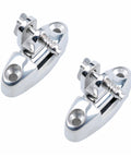 Bimini top swivel deck hinges; two chrome stainless steel marine-grade with removable pins