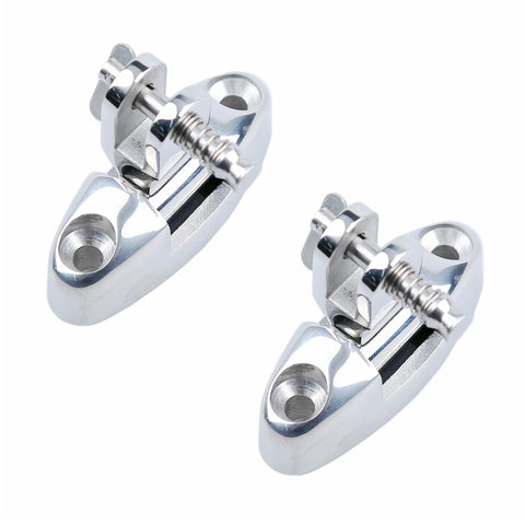 Bimini top swivel deck hinges; two chrome stainless steel marine-grade with removable pins