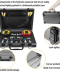 Heavy Duty Hydraulic Pressure Test Kit With Digital Gauges 10000 PSI And 70 MPa 11 Couplings 2 Test Hoses in portable case