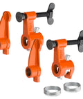 Heavy Duty Deep Reach Pipe Clamps 2 Pack For Woodworkers And Diy Crews 3/4 Inch Threaded Steel Vise Kit components with orange cast iron parts.