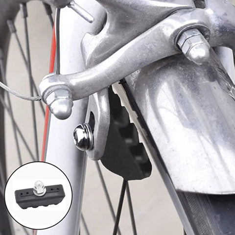 Bicycle with Two Pair Rubber V Brake Pads For Mountain And Road Bikes Quiet Non Skid All Weather Bike Brake Pads installed