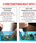 2 In 1 Digital Soldering Station Kit With Hot Air Rework, 820W Power, Dual LED Displays showing soldering and hot air functions