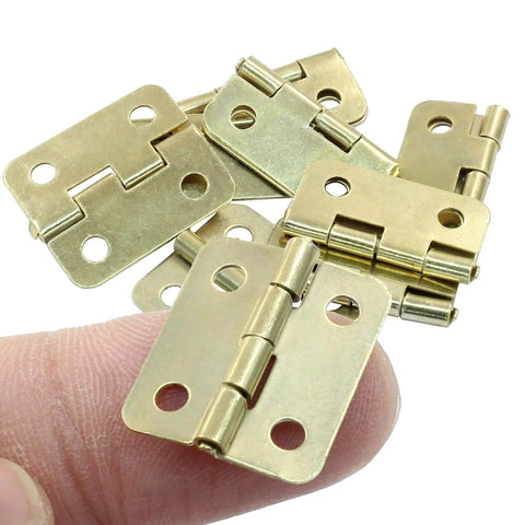 Gold Mini Butt Hinges Set 0.63 x 0.70 Inches For Small Cabinets Jewelry Boxes And Dollhouses Includes Mounting Screws 8 Pieces