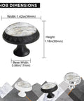 Knob dimensions for 6 Pack White Marble Cabinet Knobs And Glass Drawer Pulls With White Gold Vein For Modern Kitchen, Bathroom