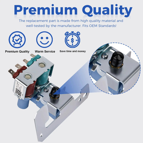 Refrigerator Water Inlet Valve Dual Solenoid Replacement WR57X10032 For GE Hotpoint Fits Most GE Hotpoint Models Replaces WR57X10051 AP3672839 PS901314 AH304374 AP3192626 WR57X33326 11 Inch By 8 Inch By 3.5 Inch, metal