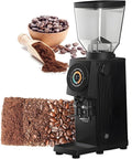 Boost Your Daily Grind Game With This Hardworking Flat Burr Espresso Coffee Bean Grinder with digital timer and fresh grounds.