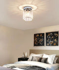 2 Pack Mini Semi Flush Mount Ceiling Lights With Clear Shade installed in modern bedroom