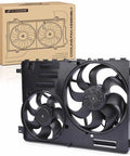 Heavy Duty Engine Radiator Cooling Fan Assembly With Electronic Controller for Volvo, featuring dual fans and shroud design.