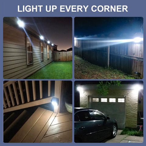 Solar Outdoor Motion Sensor Lights 120 Degree Wide Illumination IP65 Waterproof Wireless Security Lighting for garden, fence, patio, deck.