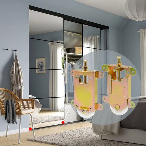 Replacement Sliding Closet Door Rollers Hardware 4 Pack For Wardrobe Doors, Compatible With Wood Or Metal Framed Closets