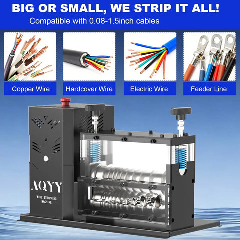 Automatic Wire Stripping Machine For Copper Wires 0.08 To 1.5 Inches, 11 Channel Design With 700W Motor And 10 Ultra Blades