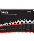 SAE Stubby Wrench Set 3/8 To 15/16 Inch, 11-Piece, Compact, in black and red roll-up pouch with size labels