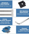 10 Piece Mid Clamp Kit For Solar Panels Compatible With Unistrut Rails 30mm And 35mm Aluminum Brackets Includes M8 Screws Channel Squeeze Nuts And Wrench For A Solid No Fuss Roof Mount On Metal Tin Flat Sheet Roofs Black shown with components.