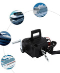 Heavy Duty 2000 Lbs Portable Electric Winch With Hand Crank For Cars And Trailers, 12V DC Marine Boat Trailer Gear Puller Tackle.