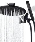 Beefy All Metal Dual Shower Head System With 8 Inch Rainfall Shower Head, Handy Handheld Wand, Matte Black finish
