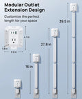 Slick Space Saving Outlet Extender Stick With 360 Rotating Plug And Solid Surge Protector For Behind Couch Bed Nightstand Adjustable Reach Easy Peasy Game Changer Setup, modular design with various extension lengths.