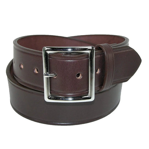 1.75 Inch Leather Garrison Belt In Brown Size 40 Full Grain English Bridle Leather Drum Dyed To Prevent Cracking 7 Tip Holes