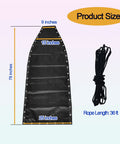 Black Waterproof Vinyl Mesh Replacement With Rope For Patio Curved Hanging Lounge Chair And Chaise Lounger Swinging Chair Replacement Fabric Plus Accessories For Easy Outdoor Setup And Cozy Comfort No Fade, showing fabric dimensions and included rope.