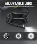 Dual Lens Endoscope With 5 Inch Monitor And Front And Side View Borescope Camera Waterproof 9.8 Ft Probe 5 Inch IPS LCD Screen And Case The Go To Tool For Auto Maintenance Home Inspections Electrical Work And DIY, flexible probe with adjustable LEDs
