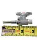Genuine OEM Surface Burner Valve Replacement Part For Samsung Range Stove And Oven Gas Control Valve next to tape measure showing size.