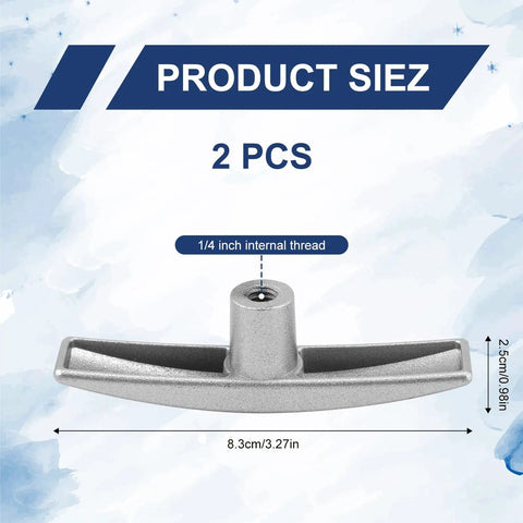Two Pack RV Waste Valve Handle Replacement For 1/2 Inch, 1-1/2 Inch, 2 Inch And 3 Inch Gate Valves, silver aluminum handle
