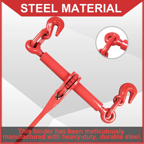 Heavy Duty Ratchet Load Binders With Grab And Slip Hooks Five Sixteenths To Three Eighths Inch For Cargo Flatbed Trailers Two Pack