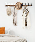 Wall Mounted Coat Rack With Two Hooks, 16.5 Inch Wood Base, Narrow Space Wall Hanger for Coats Hats Bags Keys Towels in bedroom