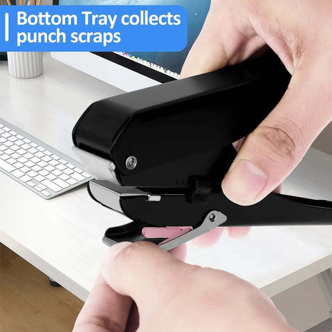 Person using Heavy-Duty Oval Hole Punch, Metal Handheld Slot Puncher For ID Cards And Paper in office setting