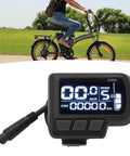 Six Pin LCD Ebike Display Panel for 24V 36V 48V 60V electric bikes on 22.2mm handlebar with real-time speed and battery readout.