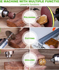 Badass Mini Lapidary Saw And Gem Grinder Polisher With Flexible Shaft, Heavy Duty Rock Cutter And Benchtop Craft Tool in use for polishing, cutting, and drilling.