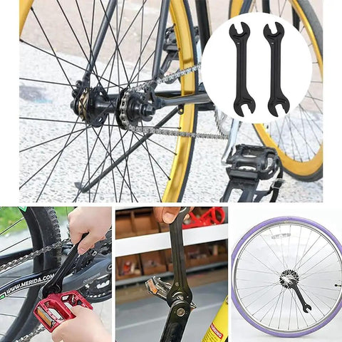 Two Piece Bike Hub Cone Wrench Set With 13mm 14mm 15mm 16mm Sizes, Carbon Steel Slim Open End Wrench Built For Tight Spaces