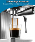 Espresso Machine 20 Bar Compact Coffee Maker With Powerful Steam Wand For Lattes And Cappuccinos Stainless Steel Espresso Maker