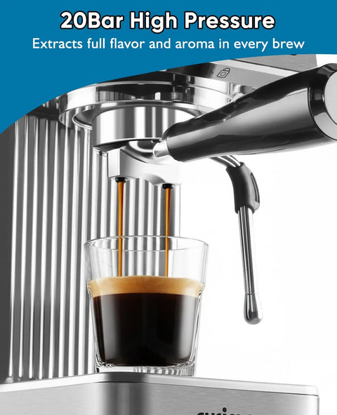 Espresso Machine 20 Bar Compact Coffee Maker With Powerful Steam Wand For Lattes And Cappuccinos Stainless Steel Espresso Maker