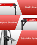 Component details of 3 Ton Portable Gantry Crane With 8.53 Ft Wide Span, Adjustable 8.53-12.47 Ft Height, Heavy Duty Shop Lift Hoist