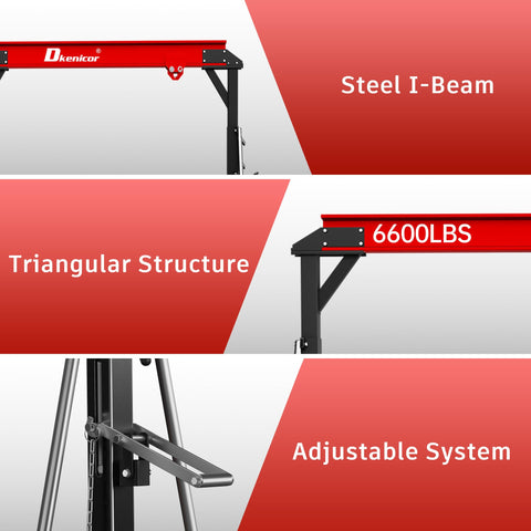 Component details of 3 Ton Portable Gantry Crane With 8.53 Ft Wide Span, Adjustable 8.53-12.47 Ft Height, Heavy Duty Shop Lift Hoist