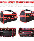 Heavy Duty 19 Inch Tool Bag With 25 Pockets, 1680D Fabric, Sturdy Molded Base, And Adjustable Shoulder Strap, Multi Pocket Organizer