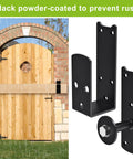 Heavy Duty 360 Rotating U Bracket Set For 2x4 Lumber, 4mm Thick Steel Security Brackets, installed on wooden gate, black, 2 pack