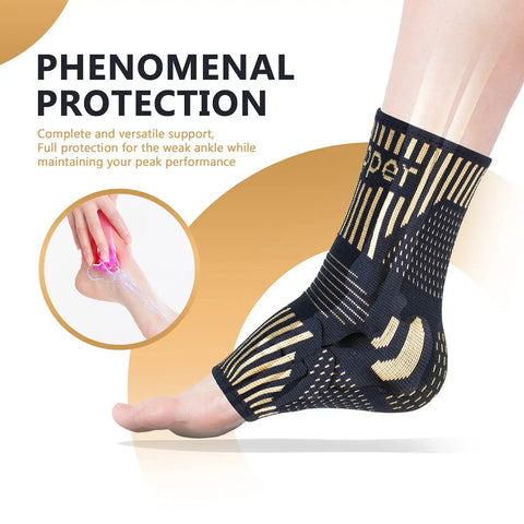 Copper Infused Ankle Brace For Men And Women Pair With Pain Relief For Plantar Fasciitis Sprained Ankle Achilles Tendon Recovery