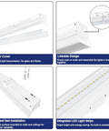 8 Foot LED Shop Light Fixture Hella Bright 110W 12200 Lumens 6000K Cool White Linkable Linear LED Lighting design features